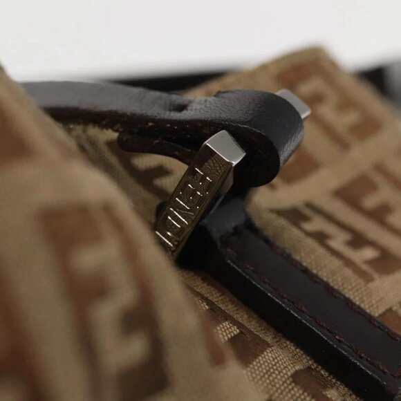 FENDI Zucchino Canvas Tote Bag Beige Silver Auth 143354 - Picture 11 of 15